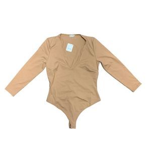 Free People, Intimately Close Call Duo Bodysuit, Café au Lait, Medium, NWT